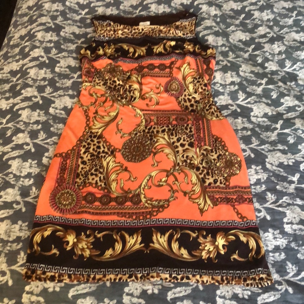 Cache Sleeveless Animalprint Chain Medallion Dress - image 5